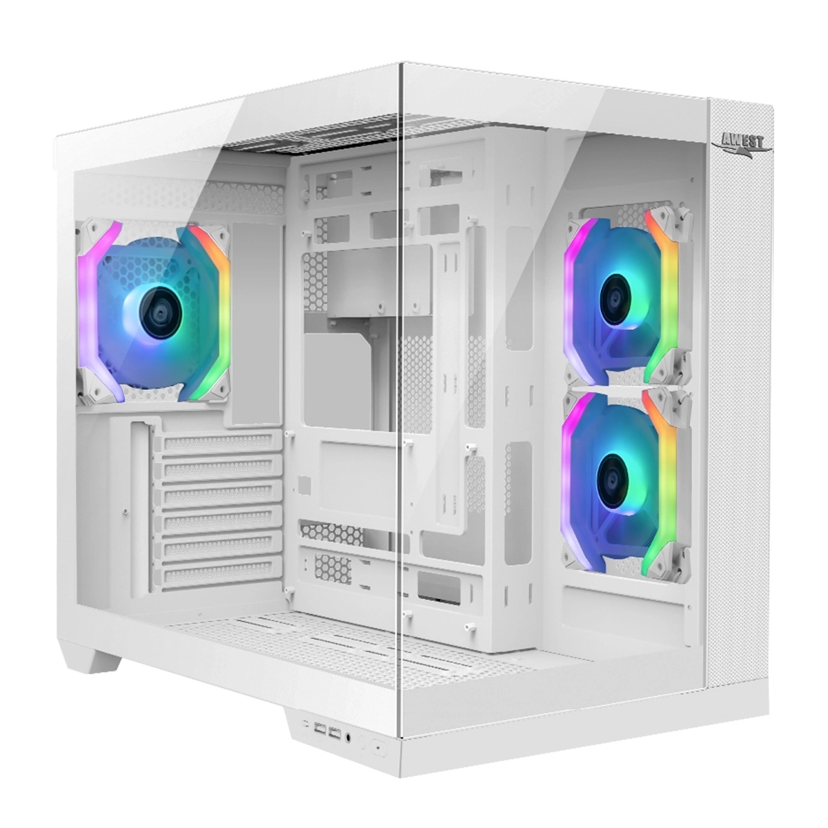 RC-CASE-192784-192785 کیس کامپیوتر گیمینگ اوست مدل GT-AQ12-MW | سفید - Image 1