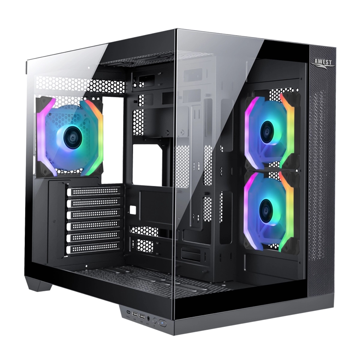 RC-CASE-192977-192978 کیس کامپیوتر گیمینگ اوست مدل GT-AQ12-MB | مشکی - Image 1