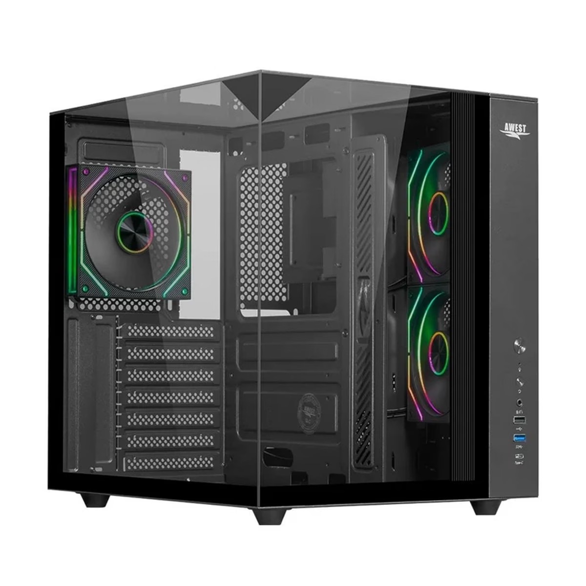 RC-CASE-26224637-26224638 کیس کامپیوتر گیمینگ اوست مدل AQ15-TG-B | مشکی - Image 1