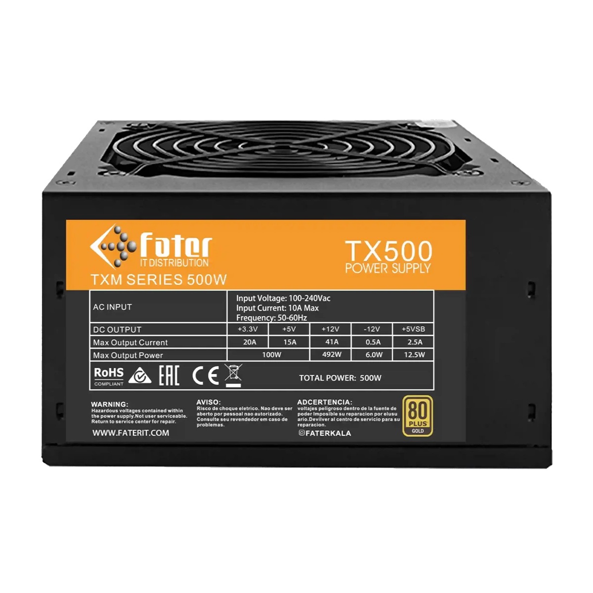 RC-POWER-193608-193609 پاور کامپیوتر فاطر مدل TX500 | مشکی - Image 1